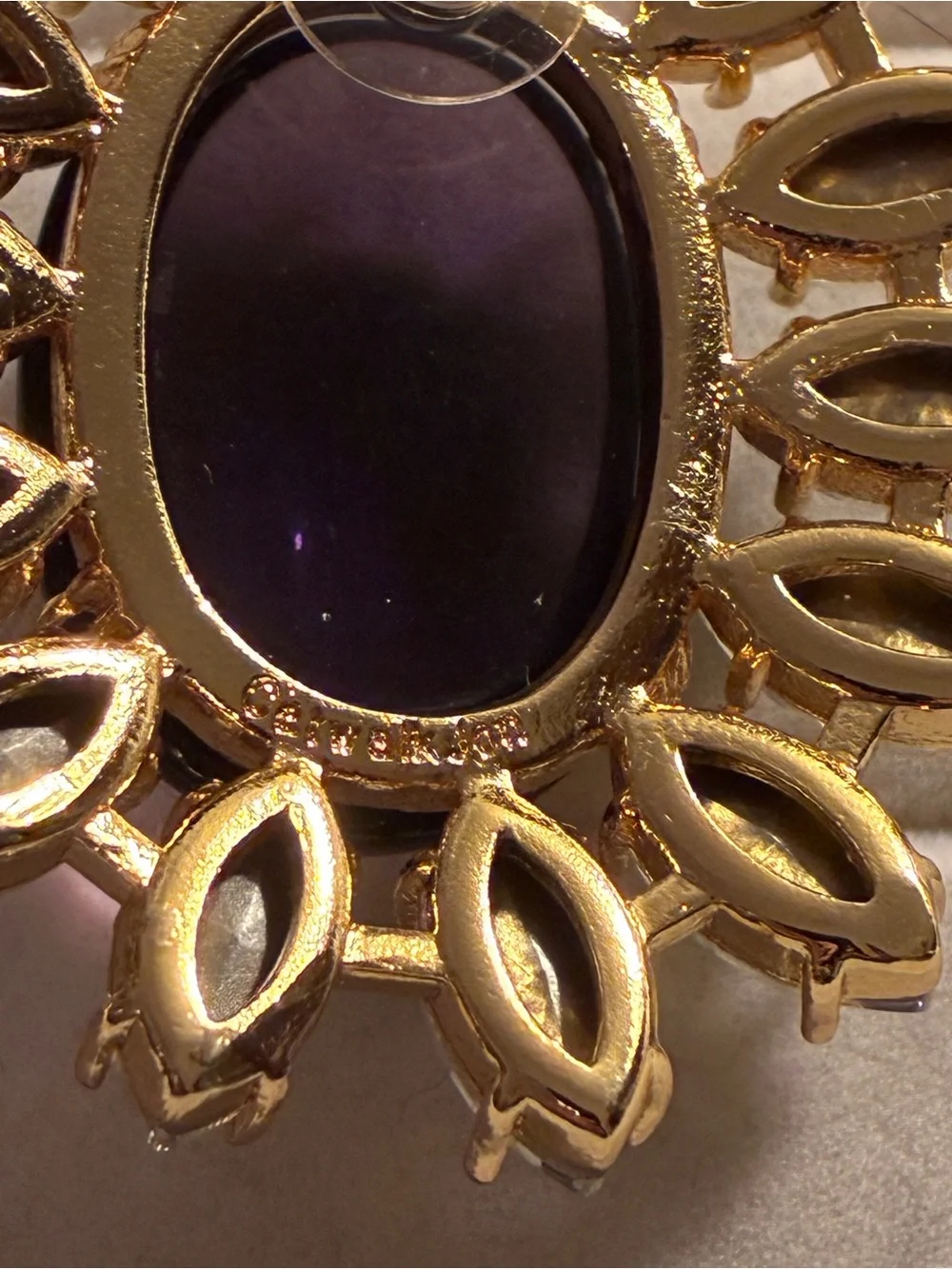 Catwalk Jon Elegant Gold-Plated Purple Stone Cluster Earrings